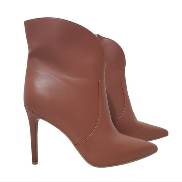 Nine West | NTune Cognac Brown Stiletto Heel Pointed Toe Ankle Booties - Picture 1 of 12